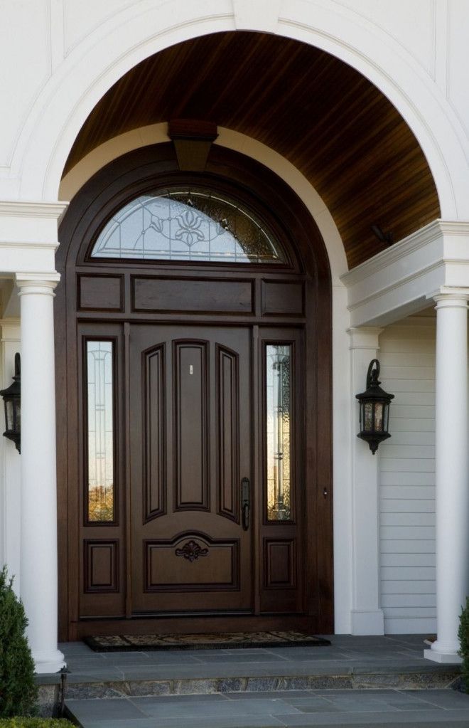 Outdoor Wooden Door for Villa Custom Made with Glass and Metal